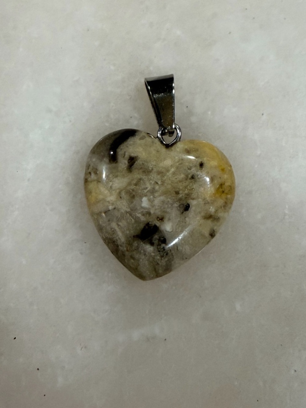 Heart-Shaped Natural Stone Pendant in Cream and Brown
